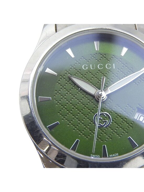 Gucci 126.5 Stainless Steel Quartz Analog Display Green Dial Watch